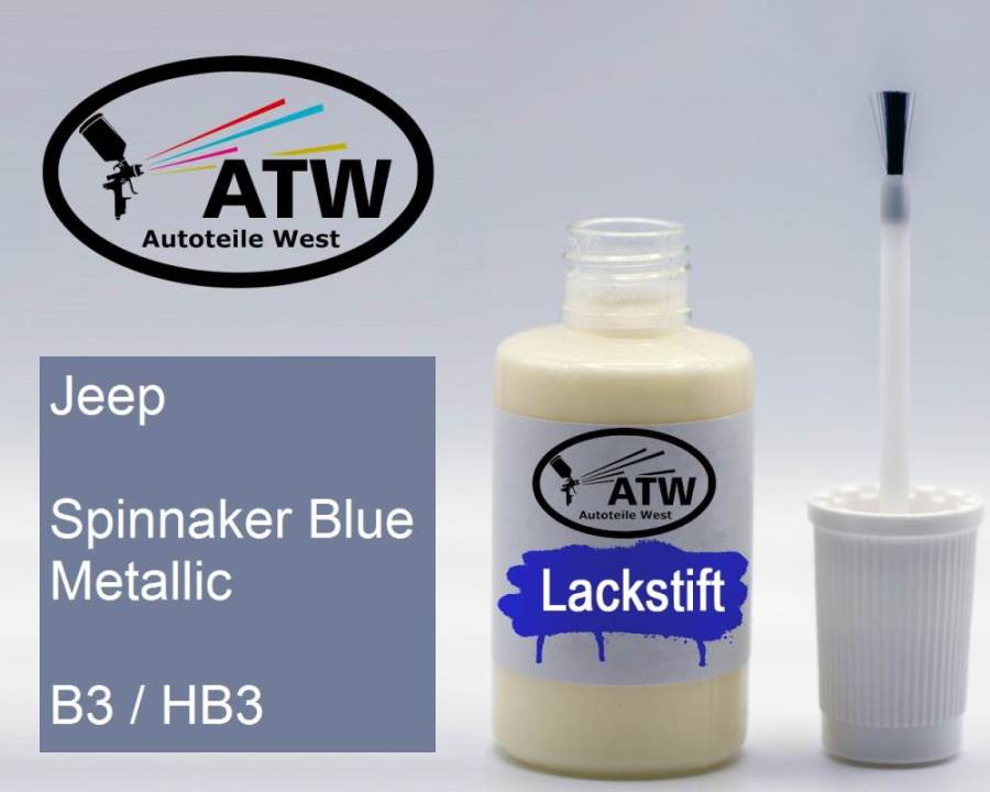 Jeep, Spinnaker Blue Metallic, B3 / HB3: 20ml Lackstift, von ATW Autoteile West.